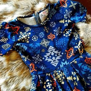 LULAROE AMELIA POCKET DRESS TRIBAL AZTEC PATTERN